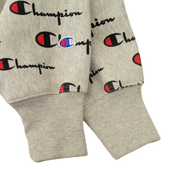 Champion Reverse Weave Oversized Cropped Sweatshirt All-Over Logo Design - Picture 7 of 15